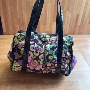 Vera Bradley Framed Satchel Bag retired Floral Nightingale